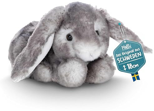 Mollis Kuscheltier - Kuschelhase - 18 cm - Plüschtier-Hase - Kinder-Kuscheltier - weiches Stofftier für Kinder und Babys (Grau)