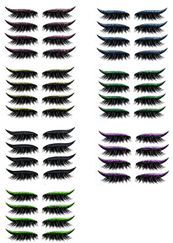 7 Set 28 Paar Eyeliner Stickers und Eyeliner-Aufkleber Wimpern, Reusable Eyeliner Aufkleber Eyeshadow Sticker, Make-up Complete Set Eyeliner und Wimpern 2 in 1 Aufkleber (7 Faben)