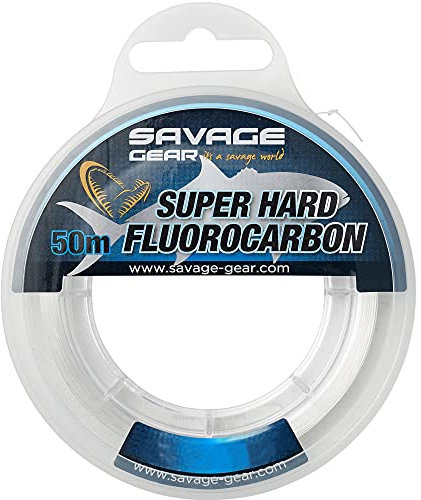 Savage Gear 0,55mm Super Hard 15,9kg Fluorocarbon 50m, Fluorocarbonschnur zum Meeresangeln, Vorfachschnur für Meeresfische, Monovorfach, Angelschnur für Spinnvorfächer