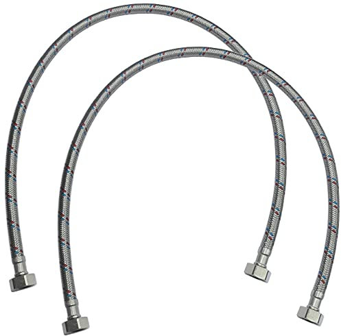 AERZETIX - C50985 - Lot de 2 - Tuyau de raccordement flexible - 800mm - 1/2 Femelle/Femelle - robinet mitigeur sanitaire cuisine salle de bain plomberie