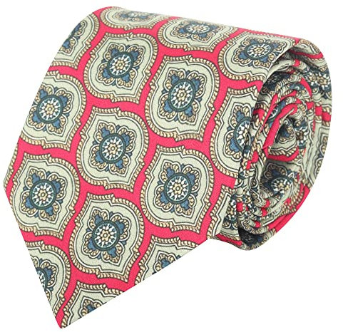 WANYING Herren Vintage Retro 9cm 3.54 Breite Krawatte Schlips Wide Necktie Stilvoll Mode Bunte Krawatte - Gedruckt Symmetrie Pattern Rot