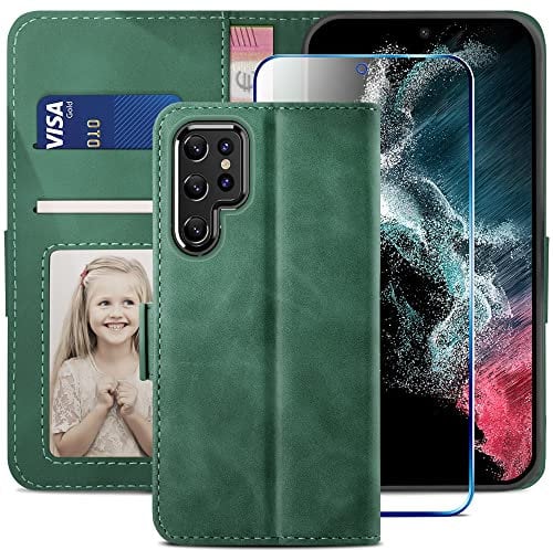 YATWIN Case Compatible for Samsung Galaxy S22 Ultra Pine Green