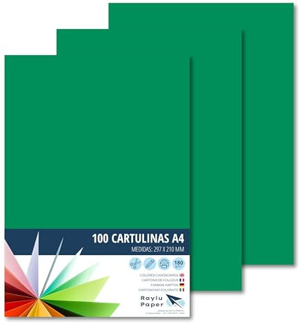 RAYLU PAPER – Tonpapier A4, 100 Stück Kartonpapier 180g/m², 210 x 297 mm, professionelle farbige Kartons für Büro, Kopierpapier, Buntes Papier zum Basteln (Kiefergrün)