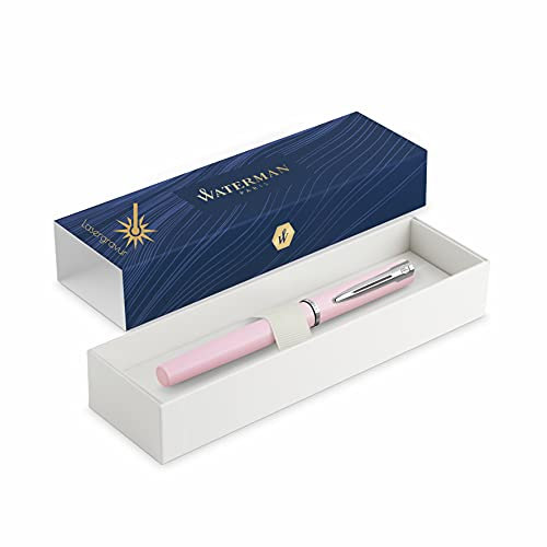 Waterman Allure Fountain Pen with Engraving in Pastel Pink Gift for Man and Woman Inspired by Parisian Fashion Personalised Engraved Blue Ink Fine Tip (Macaroon Pink, Fountain Pen)