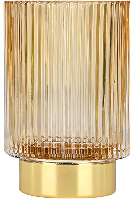 DASITON Rangement Maquillage, Boîte Rangement Pinceaux Maquillage en Cristal, Pot Pinceau Maquillage Vintage Porte-Stylo, Organisateur de Maquillage pour Coiffeuse, Chambre, Salle de Bain (Ambre L)