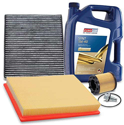 ATEC Germany Inspektionspaket Filterset mit 1x Ölfilter; 1x Luftfilter; 1x Innenraumfilter; 1x Ölablassschraube; 1x Motoröl 5W-40 5l, KOMPATIBEL MIT - OPEL ASTRA G (T98) ZAFIRA B (A05), ZAFIRA A (T98)