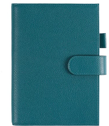Moterm Leder Cover für A5 Notizbuch - Passt Hobonichi Cousin,Stalogy und Midori MD Planer,mit Stiftschlaufe,Kartenfächer und hintere Tasche (Kiesel-Tiefes teal)