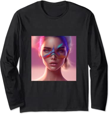 Frauen Meerjungfrau bunte Flossen rosa Sonnenuntergang Reise Insel Geschenk Langarmshirt