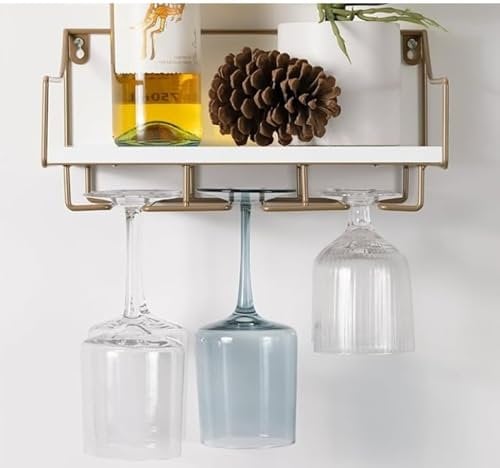 Navaris Porta Bicchieri Sospesi 2 File - Porta Calici da Parete - Porta Bottiglie di Vino da Parete - Portabottiglie Vino da Parete - Arredamento Casa
