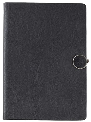 Cubic Tagebuch mit PU-Leder zum Schreiben, Planen, Reisen, Büro, 80 g/m², A5-Papiergröße, fester Einband, stilvoller Look, liniertes College-Notizbuch, Magnetschlaufe und Lesezeichen, Farbe: Schwarz