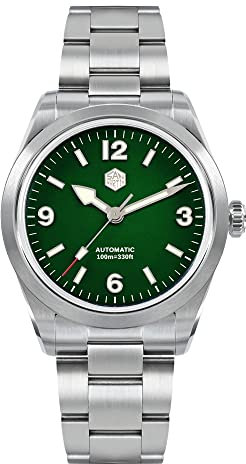 San Martin SN0107-G3 modische Luxus-Herrenuhr NH35 Explore, Sport, wasserdicht, automatisch, mechanisch, 38 mm, Blau, Grün , Mechanisch