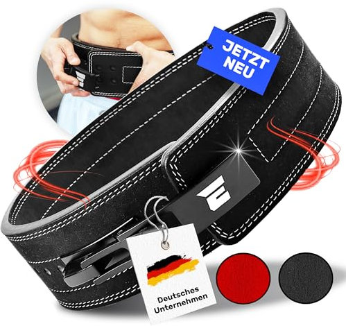 EVERLEVEN Premium Echtleder Gewichthebergürtel, Gewichthebergürtel für Herren und Damen, Weightlifting Belt, Fitness Gym Gürtel Bodybuilding Kraftsport Lifting Belt - Größe M/L