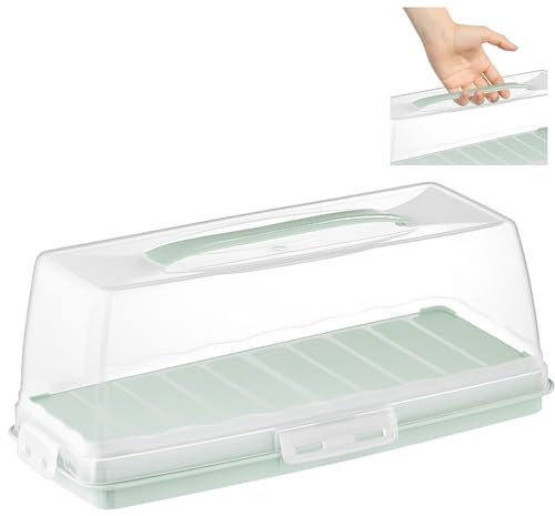 uandu Kuchen Transportbox | Rechteckig Kastenform | Tortentransportbox mit Haube und Griff. Box mit Deckel | Kuchenplatte | Aufbewahrungsbox | Kuchenbehälter | BPA Frei Tortenbehälter | Servierplatte