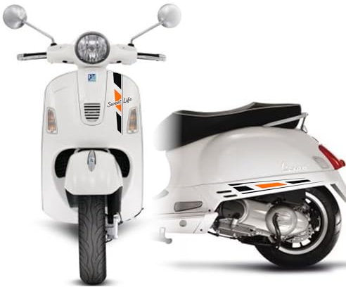 DualColorStampe Adesivi compatibili con Piaggio Vespa 300 GTS Super kit adesivi completo SWEET LIFE - Colore a scelta M0301 (Arancione 35-Nero Lucido)