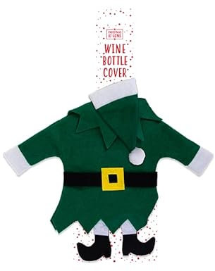 SKYTE® Christmas Wine Bottle Covers, Knitted Christmas Bottle Covers with Hats Dress Up Adorable Santa Claus Snowman and Reindeer Design for Ugly Christmas Sweater Party Decorations (Green)