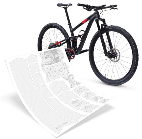 Riesel Design® - „Frame:Guard“ Fahrrad Rahmenschutz - Stylische Fahrrad Schutzfolie 17 Selbstklebende Shapes/MTB Rahmenschutzfolie für den gesamten Rahmen (Chief)