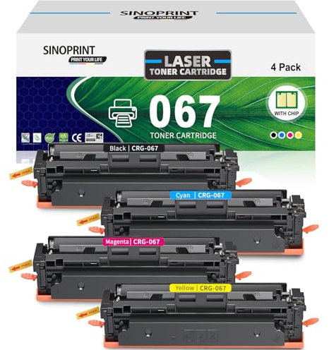 SINOPRINT 067 Toner Mit Chip Kompatible Canon 067 067H Toner für i-SENSYS MF655CDW MF657CDW LBP631CW LBP633CDW MF651CW MF655Cdw MF655Cx MF657Cdw(Schwarz Cyan Gelb Magenta)