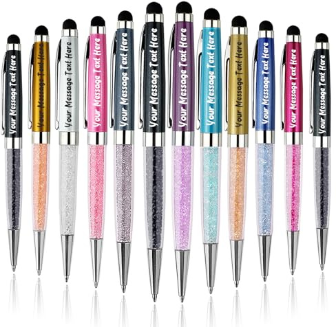 Yastar Penna Personalizzata - Regalo Elegante per Maestra e Studio | Set di 12 Penne in Metallo Personalizzate con Incisione Nome e Touch Screen, Regalo Elegante per Laurea, Set da 12 Pezzi