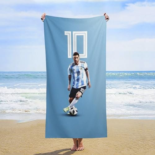 Fdcyzwxgs Messi Strandtuch, 3D Fußballspieler Handtücher Reisen Schwimmen Pool Yoga Fitnessstudio Camping Für Erwachsene Kinder Teenager Strand-Essentials Zubehör 140x70cm