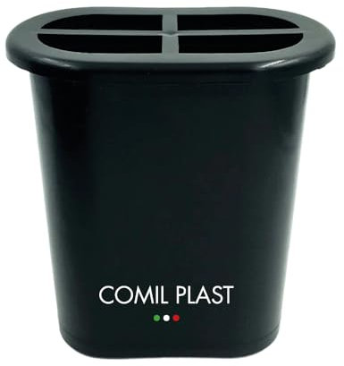 Comil Plast | Portafiori Interno in plastica per Vaso da cimitero Ovale Colore Nero | Larghezza 12 cm, Altezza 15 cm con ghiera in Plastica Inclusa