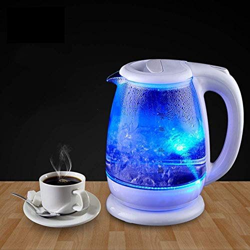 Bollitore elettrico in vetro illuminato, bollitore ecologico da 1,8 L con spegnimento automatico e protezione contro il funzionamento a secco, bollitore per acqua calda senza fili senza Bpa, bol