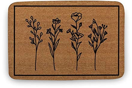 KOPUTE Spring Flowers Doormat,Spring Doormat,Flower Doormat,Floral Doormat,Floral Doormat,Front Doormat, Indoor Doormat,Front Back Door Mat,Coral Velvet Rug 43x76cm