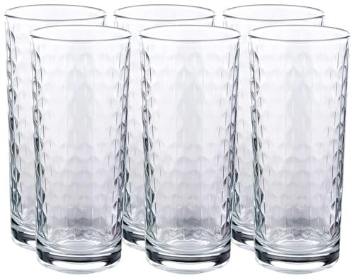 GRÄWE Trinkgläser Set, 6er Set, Wassergläser 300 ml, Longdrinkgläser, spülmaschinengeeignet, Saftgläser, Trinkgläser gemustert, Gläser für Cocktails