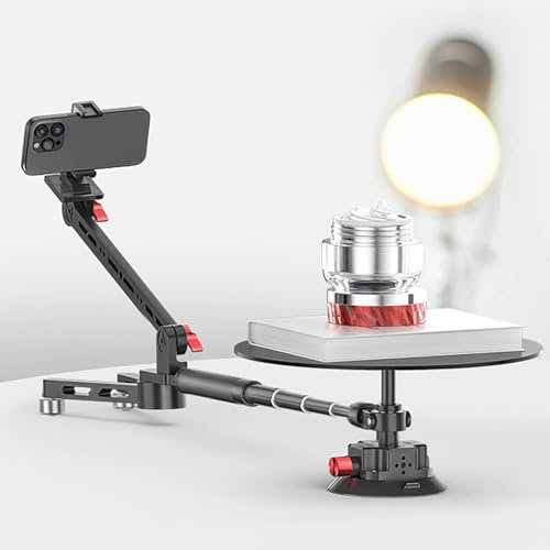 FLNOZAMZ 360 Grad drehbarer Drehteller, professionelles drehendes Kamera-Rig, 110 cm ausziehbarer Kamera-Saugnapf, horizontale Surround/Overhead-Surround