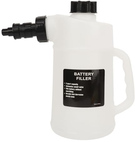 Bouteille de Remplissage Batterie 2L avec Valve d'Arrêt Automatique Sans Débordement Anti-Goutte Pichet de Remplissage de Batterie pour Voiture Camion Atelier Garage