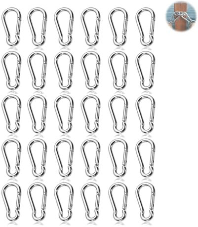 Nevoluxer 30 Stück Mini-Schnapphaken (4x40mm) – Leichte Karabiner bis 15kg | Für Rucksack, Camping & Outdoor | Einfache Einhändige Bedienung