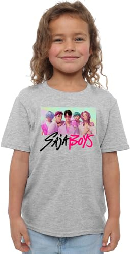 Kpop Demon Hunters Unisex Kids K-pop Demon Hunters - Saja Boys Photo Frame Kids T Shirt, White T-Shirt (Pack of 1)