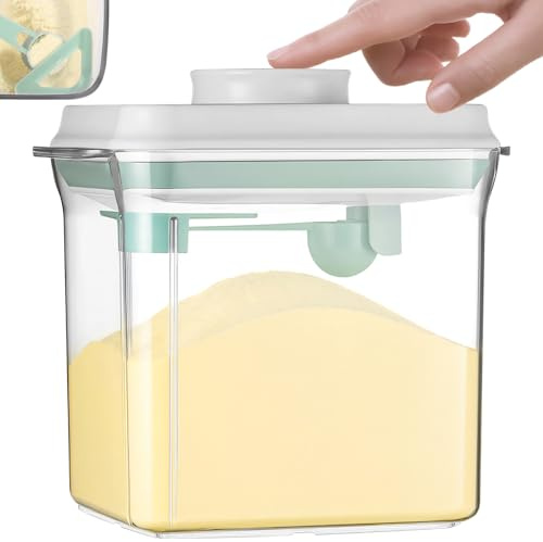 1700ml Dispensador Leche en Polvo Bebe con Cuchara Dosificador, Porta Almacenamiento Herméticos Anti-Humedad Tapa de Presión, Contenedor Seguro Lavavajillas & BPA-Free para Café, Cereales y Harina