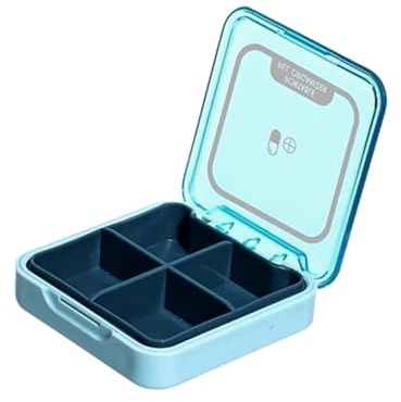 QUXVUIS Pill Box Portable Health Care Tablet Container 4 Grids Feuchtigkeitsfester Dispenser Tabletten Indoor Outdoor Organizer, Blau
