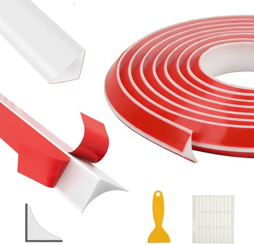 GEEKHOM 3m Abschlussleiste Küchenarbeitsplatte Selbstklebend & Flexibel - Weiche Silikon Winkelleiste für Arbeitsplatte Küche, Wand, Sockel & Decke, Wasserdicht - Weiß (15x20mm)