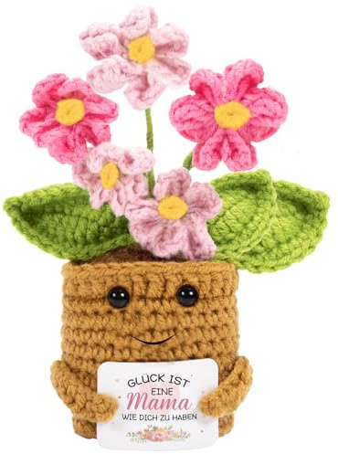 Geschenke für Mama, Handgefertigtes Häkelblume, Weihnachten Muttertag | Geschenk & Glücksbringer für Mutter Geburtstag, Lustige Personalisierte Kleine Geschenke Frauen