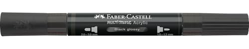 Faber-Castell Multimark Acryl Dual Marker Farbe 299 Schwarz Glänzend Art Set Supplies Acrylmarker Stift auf Wasserbasis Double Ended Bold & Fine Tip Art Marker Malstifte Textmarker
