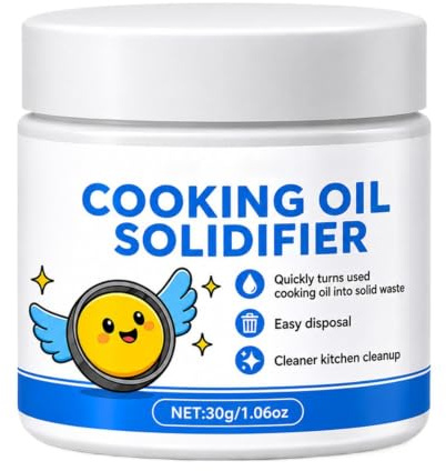 Cooking Oil Solidifier, With All-Grease Solidifying Cleanup, 30ml, Kitchen Grease Solidifier, Cooking Oil Hardening Powder, Natural Cleaning Powder Formula, For Deep Fryer Pan Oven Grill Stove