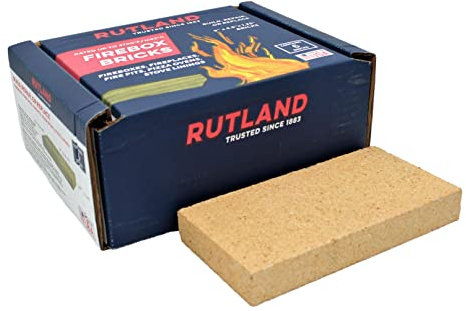 Rutland Products FIRE Bricks, 4.5 x 9 x 1.25 Feuerstein (6 Steine/Box), 11,4 x 22,9 x 3,2 cm, Zementziegel, Lederfarben, 23.18 x 24.13 x 13.97 cm
