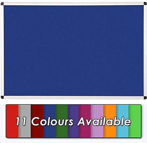 Wonderwall Premium Anti-Fade Noticeboard Pinboard - Aluminium Frame - 90 x 60cm with Discreet Corner fixings (Blue Felt) - Ideal for Office, Classroom, Home