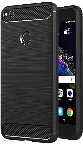 AICEK Funda Huawei P8 Lite 2017, Negro Silicona Fundas para Huawei P8 Lite 2017 Carcasa P8 Lite 2017 Fibra De Carbono Funda Case