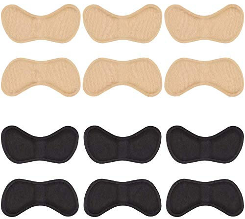 Mudder Fersenhalter Fersenpolster Pads Ferse Schuheinlagen für Besseren Schuh Passend und Komfort (3 Schwarz und 3Beige)