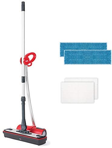 Polti Nettoyeur de sol Moppy à vapeur sans fil pour tous types de sols et surfaces lavables verticalement Rouge