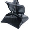 Lobby Dustpan with Self-Closing Lid and Broom,Long Handled Dustpan and Brush Set, Strong Stainless Steel Metal Handles,Black