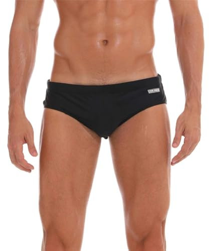 Arcweg Badehose Herren Badeslip Kurz Eng Jungen Schwimmhose Abnehmbares Pad Freizeit Kurze Badehose Schwarz L(EU)