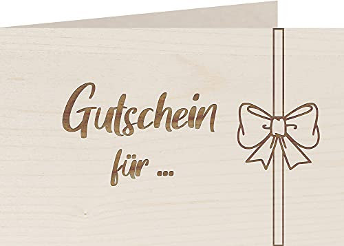 myZirbe Holzkarte - Gutschein für - 100% handmade in Österreich - Postkarte, Geschenkkarte, Grußkarte, Klappkarte, Karte, Einladung, Holzart:Ahorn
