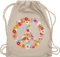 Shirtracer Turnbeutel Rucksack - Sprüche Statement - Peace Flower Power Hippie Peace Zeichen I Friedenszeichen I 90er I 70er - Unisize - Naturweiß - festival turnsack mit aufschrift 90s beutel