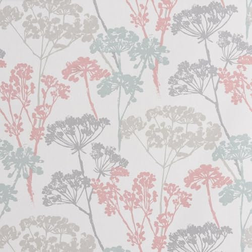 Clarke & Clarke DekostoffBlumen Gräser pastell mint rosa grau 138cm