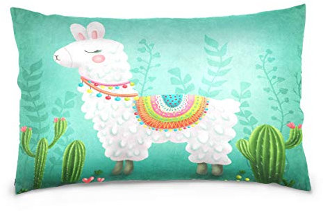 Linomo Kissenbezug 40x60 cm, Tier Lama Alpaka Kaktus Dekorative Kissenbezug Kissenhülle für Couch Sofa Bett Hause