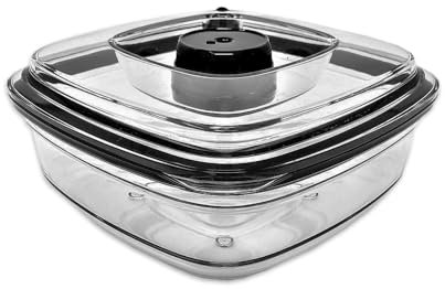 Vesta Precision Vacuum Food Sealer Container 0.8L Compatible with Vesta Precision Vacuum Sealers | Airtight Container for Microwave and Freezer 16.9 x 16.9 x 7.6 cm