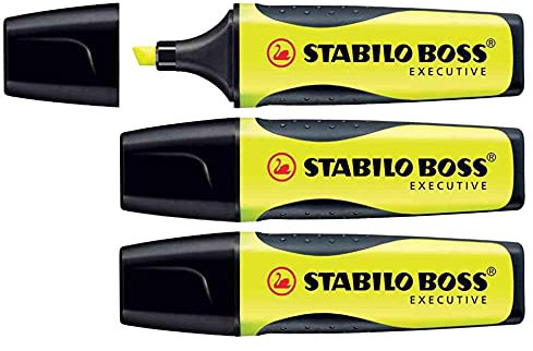Stabilo Grip Boss Executive Textmarker, abgeschrägte Spitze, Gelb, 3 Stück